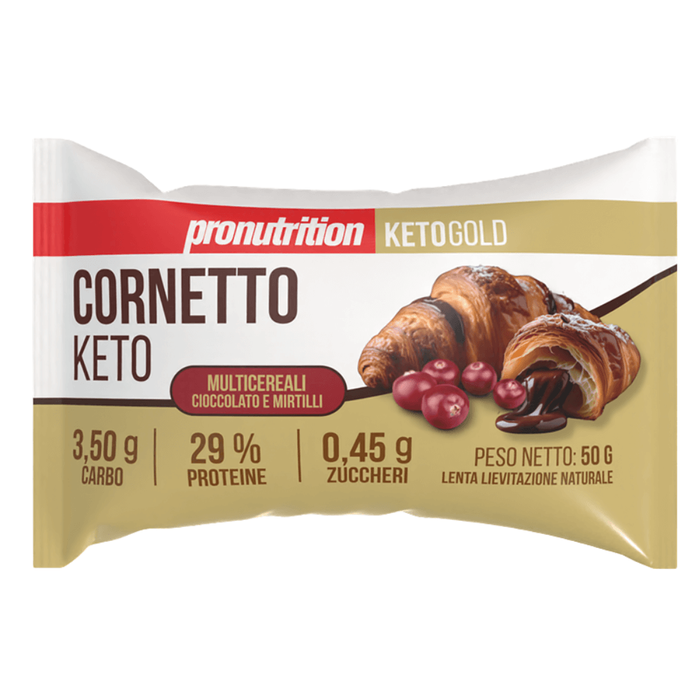 Cornetto multicereali chetogenico con cioccolato e mirtilli 50 g Pronutrition