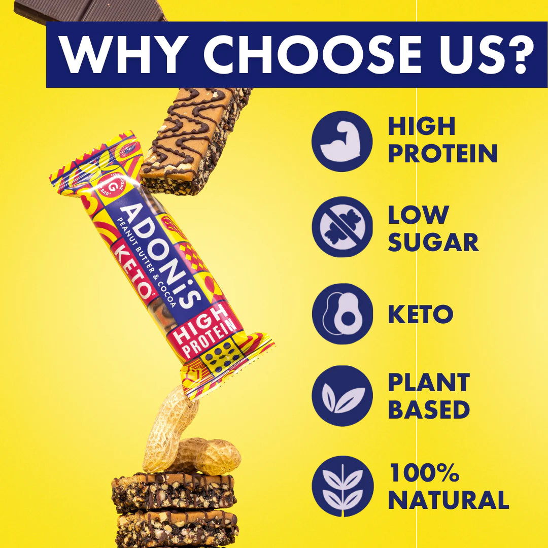Barretta di burro di arachidi e cioccolato Keto 45g Adonis