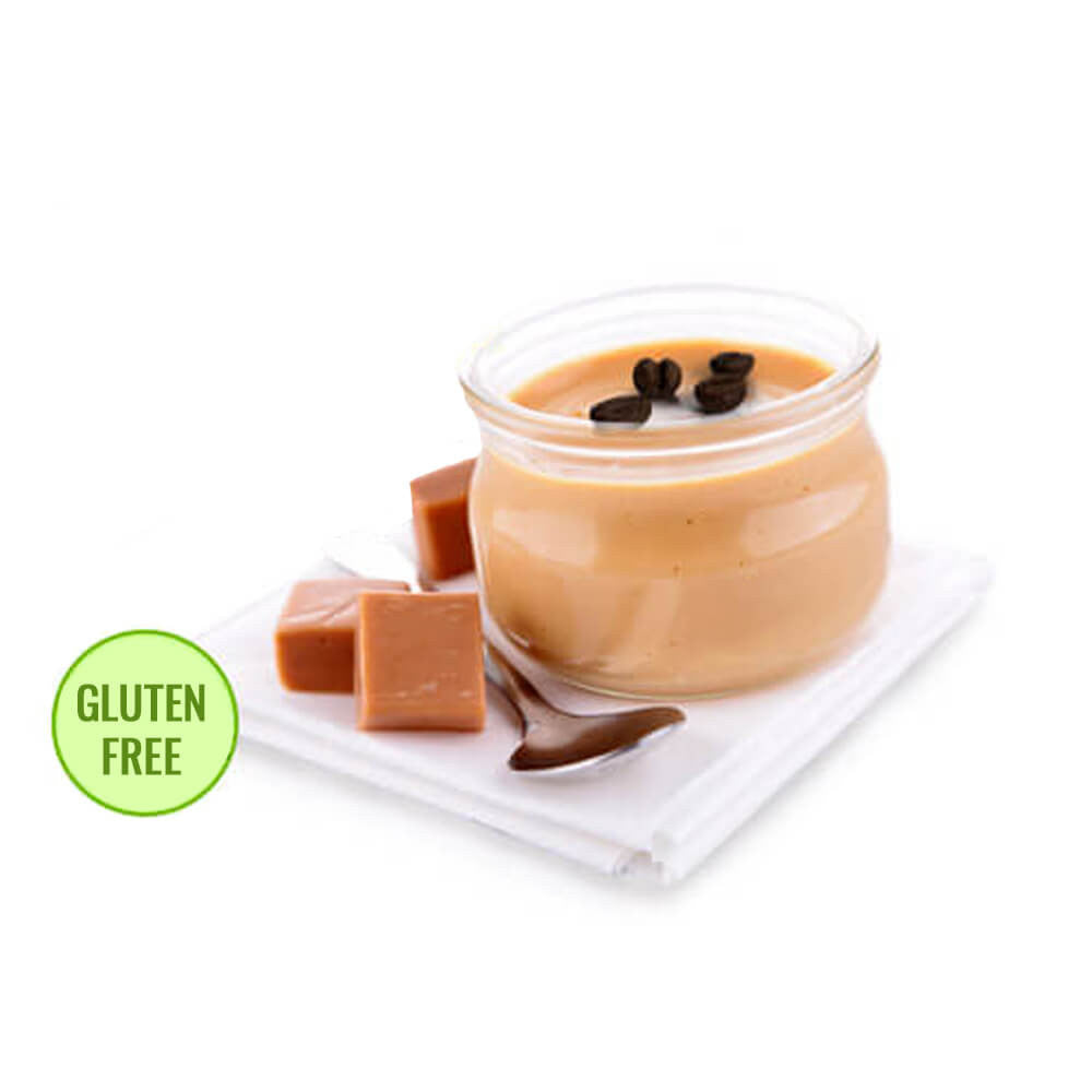 Dessert proteico al cioccolato e caramello con pepite di cioccolato All'unità