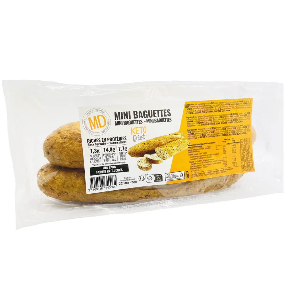 Mini baguette KETO ricche di proteine 2 X 110g MD