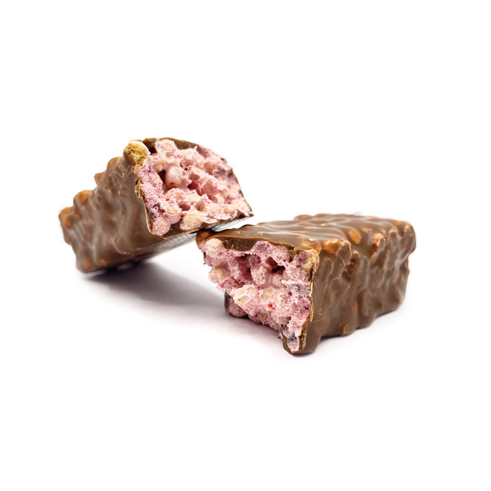 Barretta proteica cremosa “fluffy” Gusto Ribes nero ricoperto di cioccolato senza glutine All'unità MD