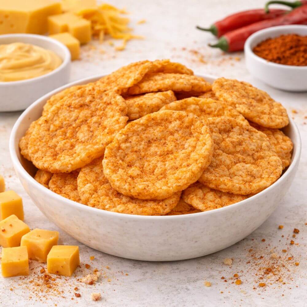 Chips proteiche di soia soffiata gusto SPICY CHEESE, unità 25 g
