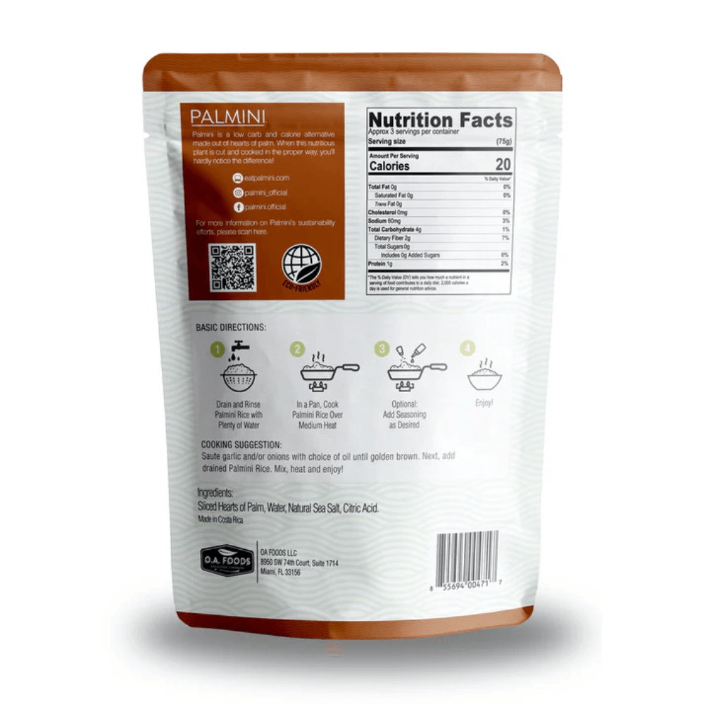 Palmini - Rice - 4 g di carboidrati - Senza glutine - Confezione da 338 g