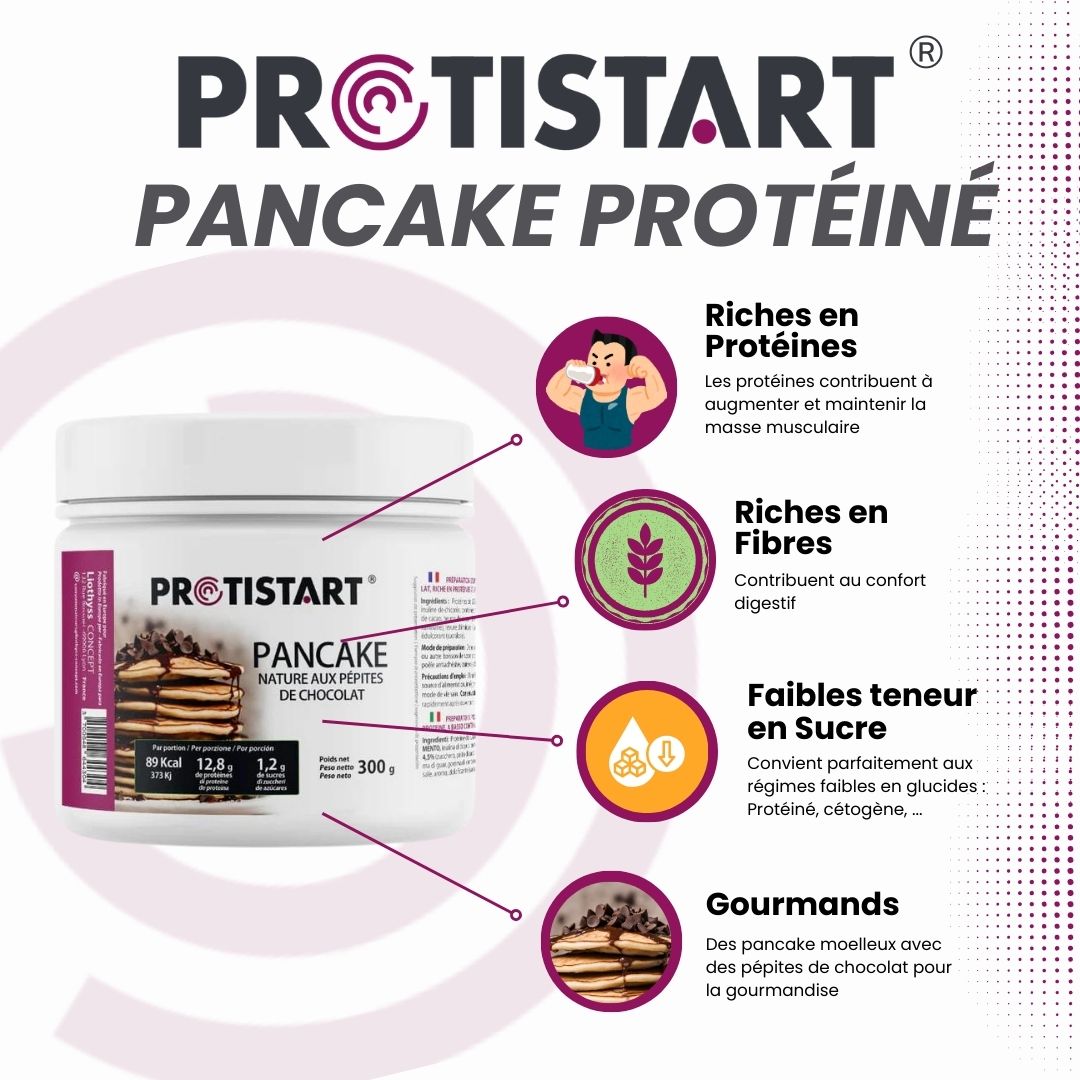 Pancake proteico con gocce di cioccolato Barattolo da 300g PROTISTART