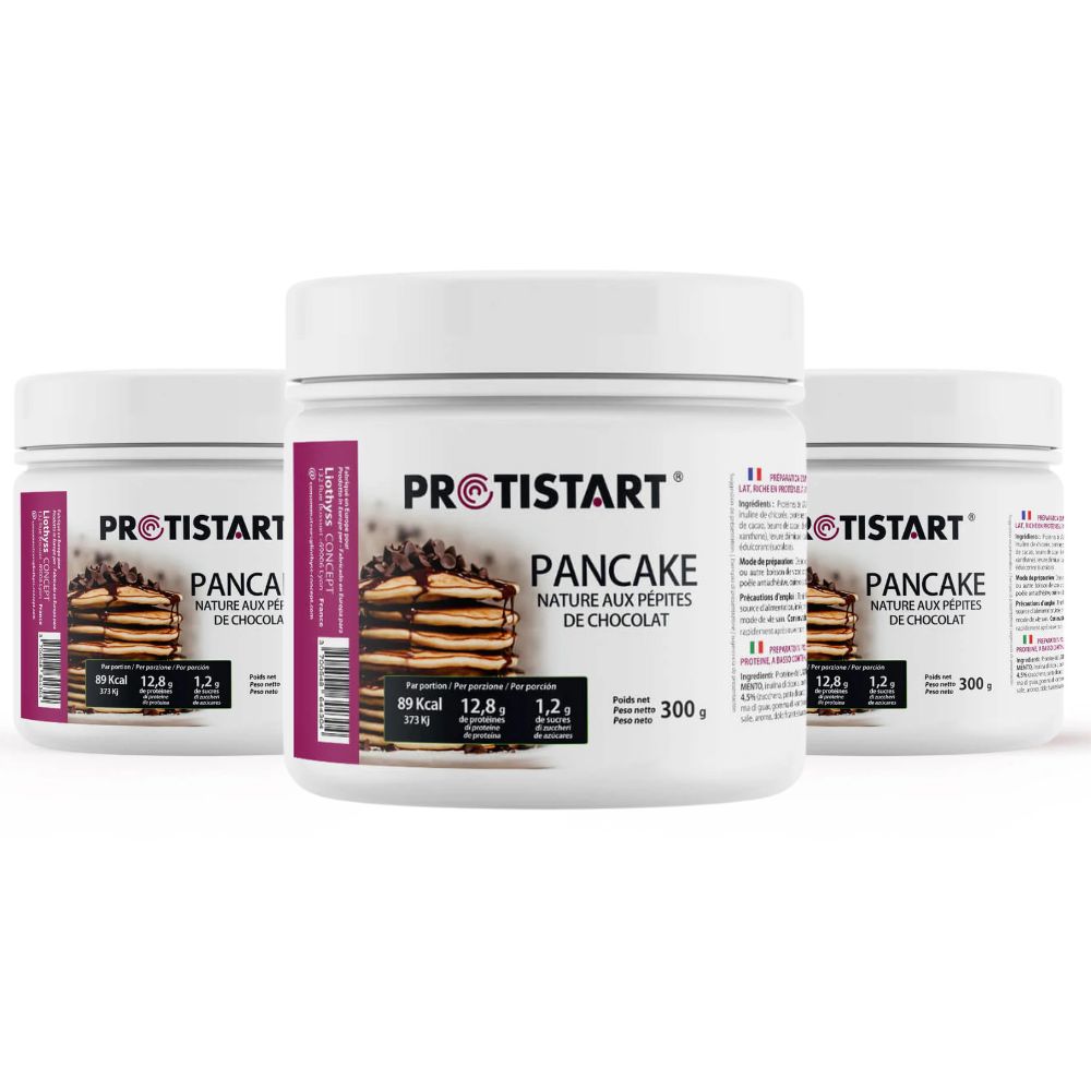 Set di 3 - Pancake proteico con gocce di cioccolato PROTISTART - Barattolo da 300 g - 36 porzioni