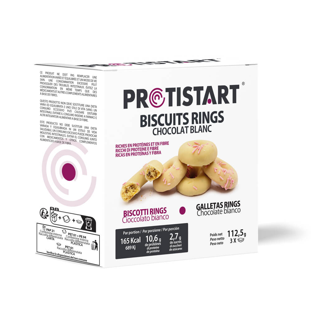 Biscotti Proteici al Cioccolato Bianco RINGS PROTISTART