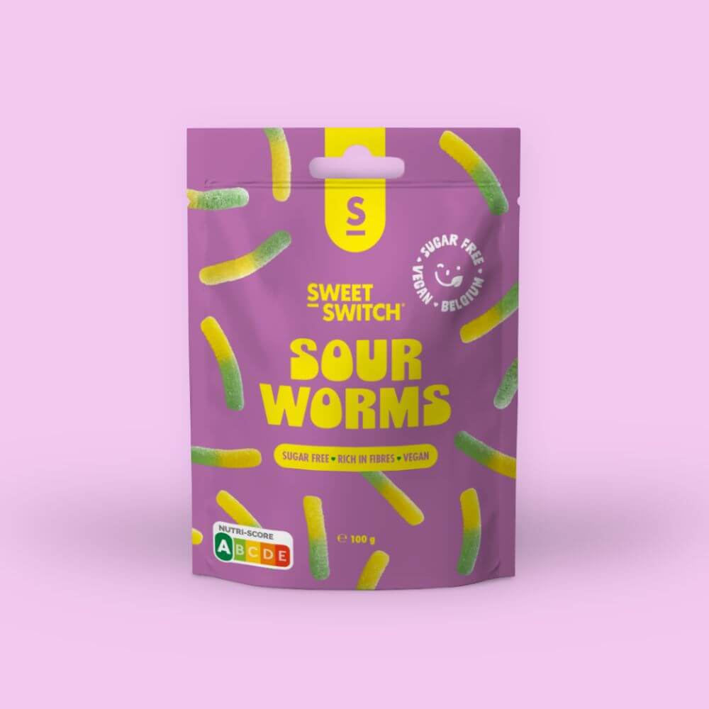 Caramelle senza zucchero Sour Worms Sweet-Switch 100 g