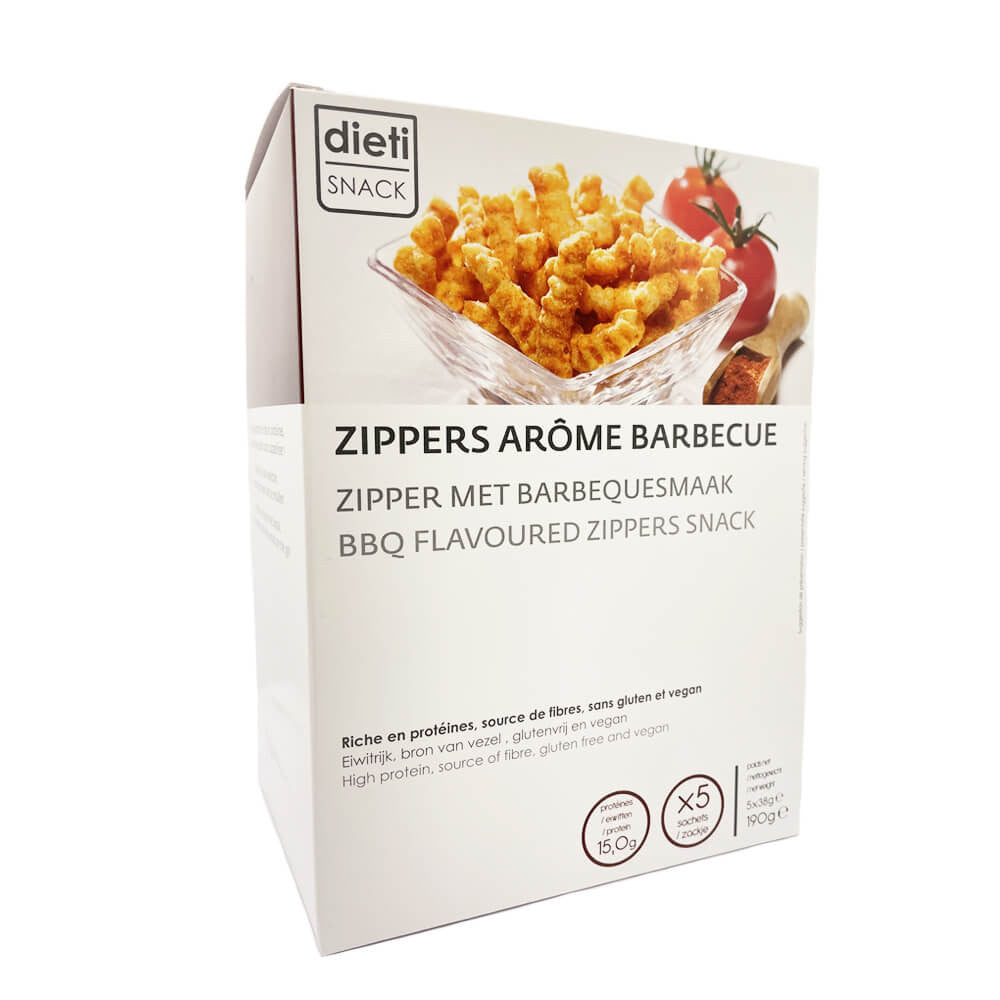 Patatine proteiche Zippers gusto Barbecue 5 bustine Dietisnack