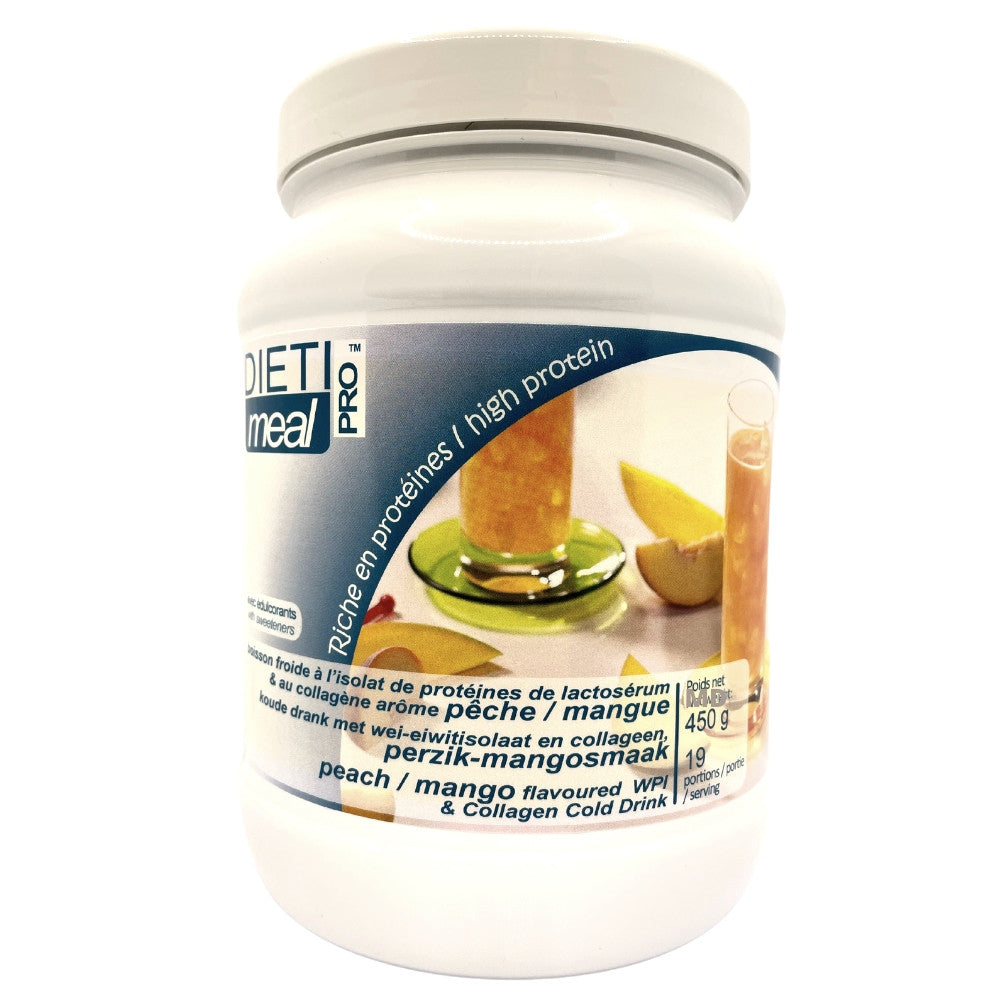 Bevanda iperproteica al collagene al gusto di pesca e mango Barattolo 450g DietiMeal