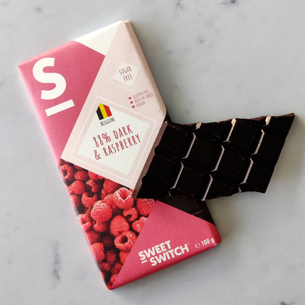 Tavoletta di Cioccolato fondente 88% e lampone Keto Sweet-Switch 100g