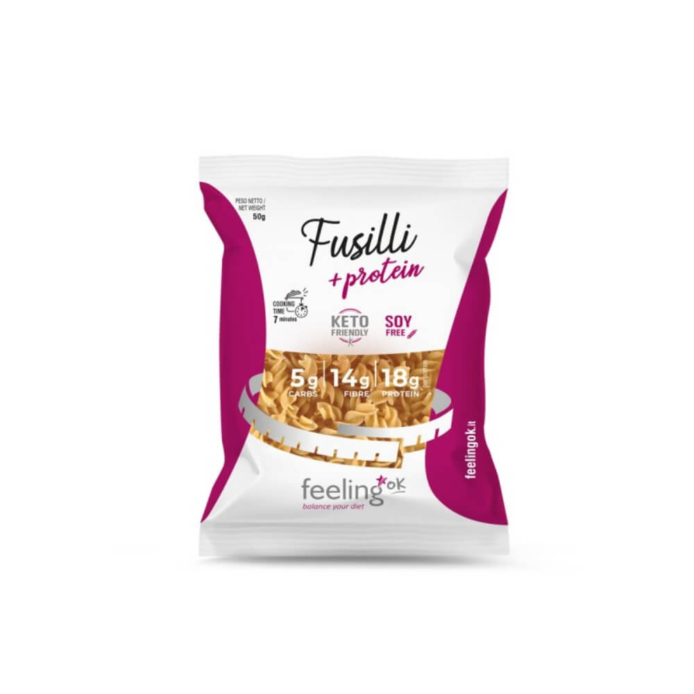 Pasta proteica tipo Fusilli confezione da 50g FeelingOk Pasta proteica tipo Fusilli confezione da 50g FeelingOk