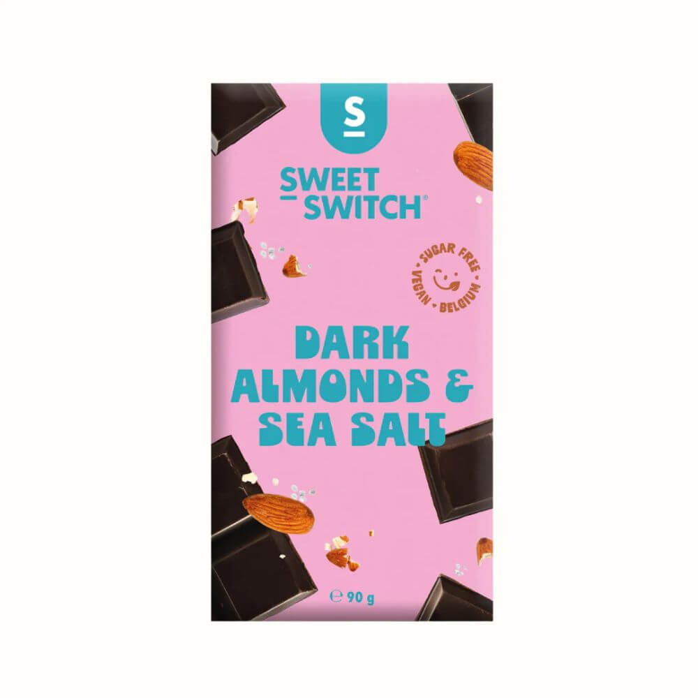Tavoletta di cioccolato fondente Keto Sweet-Switch con mandorle e sale marino 90 g